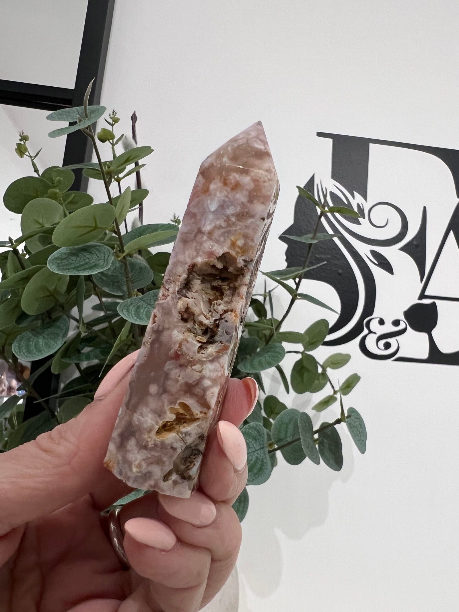 Brazilian Flower Agate Tower 9cm - Image 2